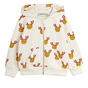 Mini Rodini Cream Hoodie with Gold Medal Print